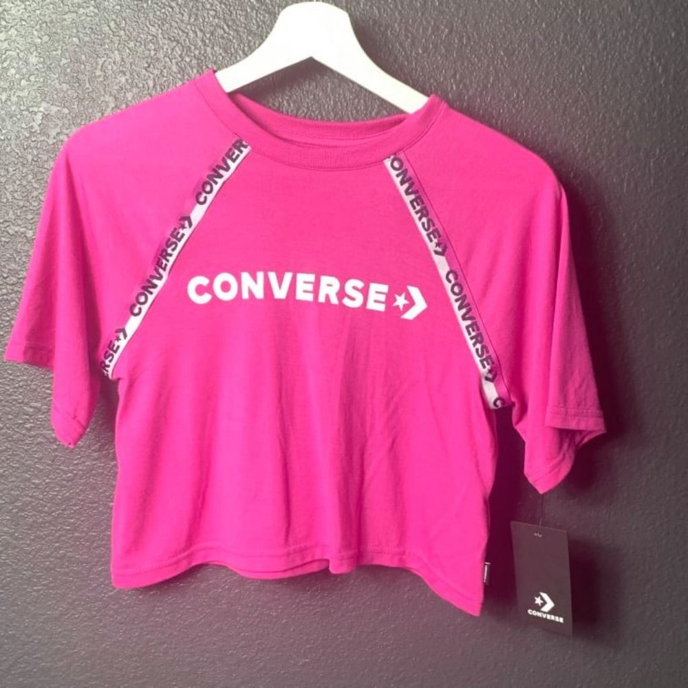Converse Girls' Hot Pink Logo Crop Tee